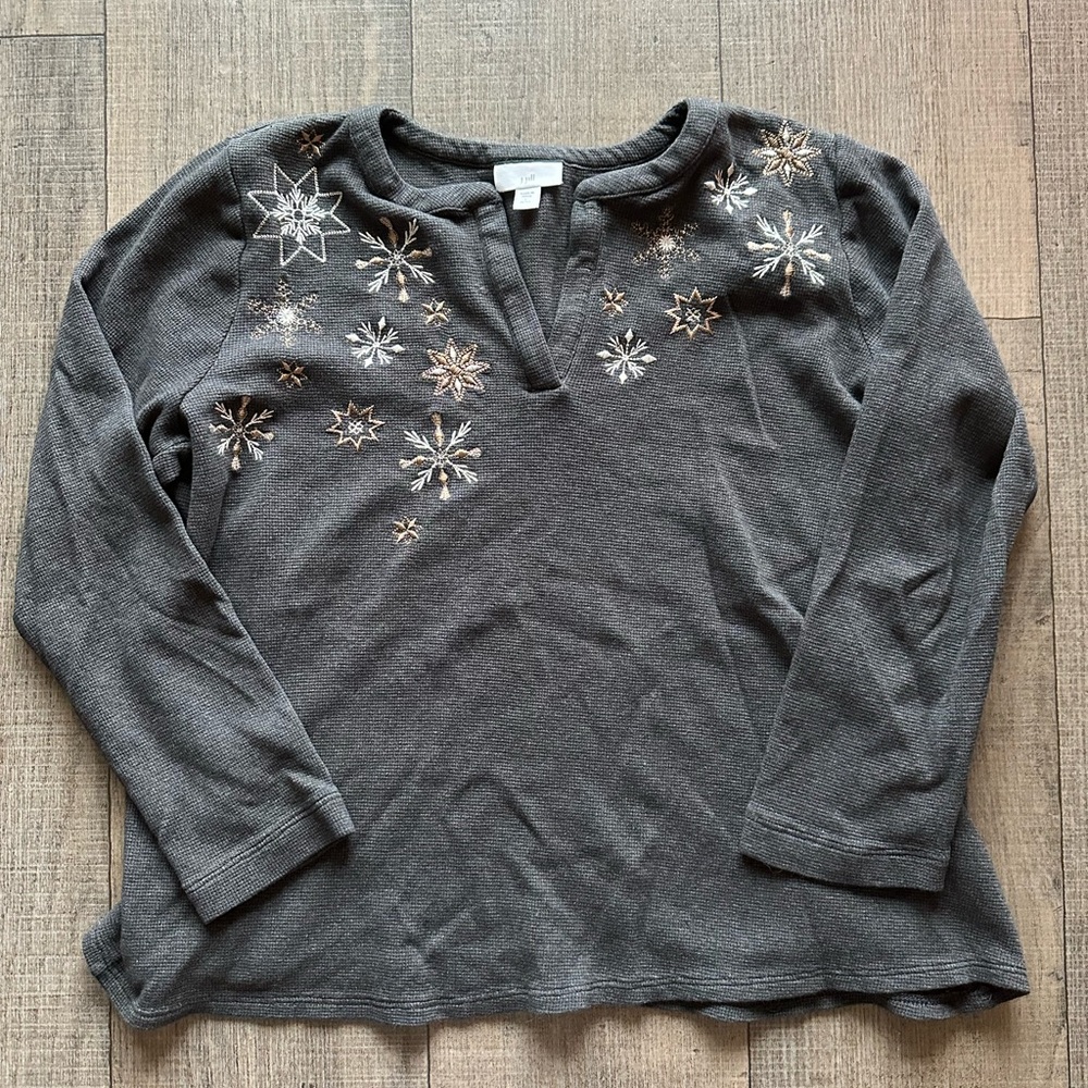 Vintage christmas snowflake top size PL
